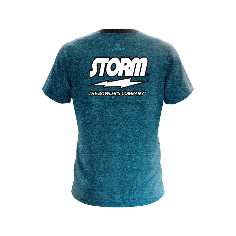 Storm Teal Grunge Canvas Semi-Custom CoolWick Bowling Jersey - Image 2
