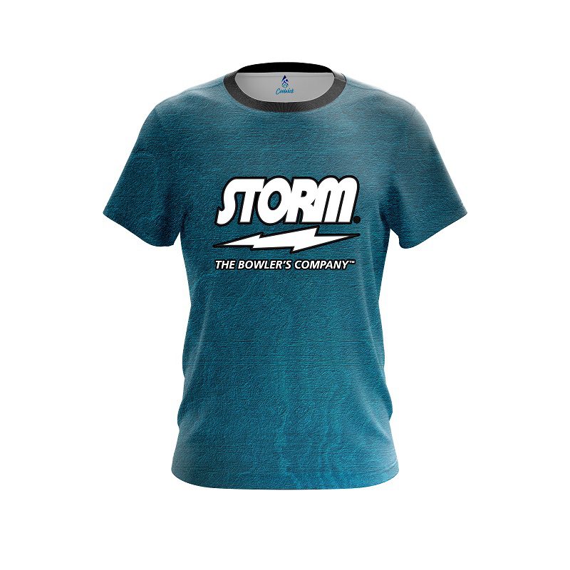 Storm Teal Grunge Canvas Semi-Custom CoolWick Bowling Jersey