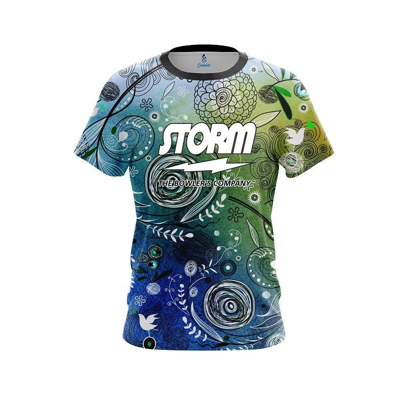 Storm Watercolor Floral Art Semi-Custom CoolWick Bowling Jersey