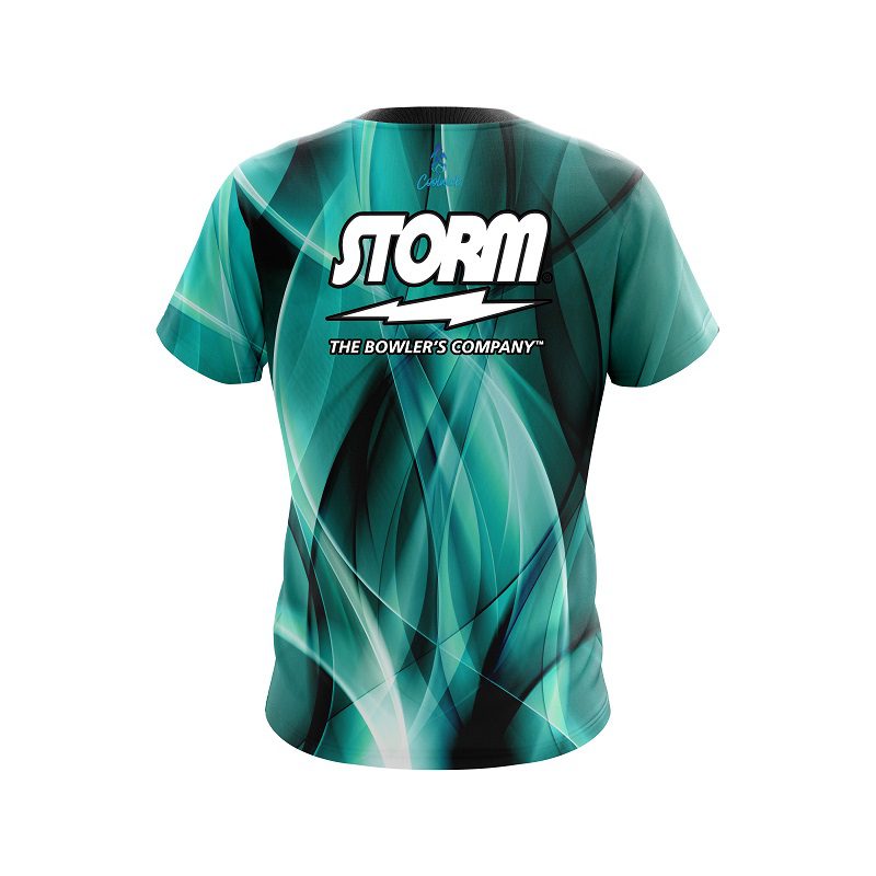 Storm Wavy Aqua Swirl Semi-Custom CoolWick Bowling Jersey - Image 2