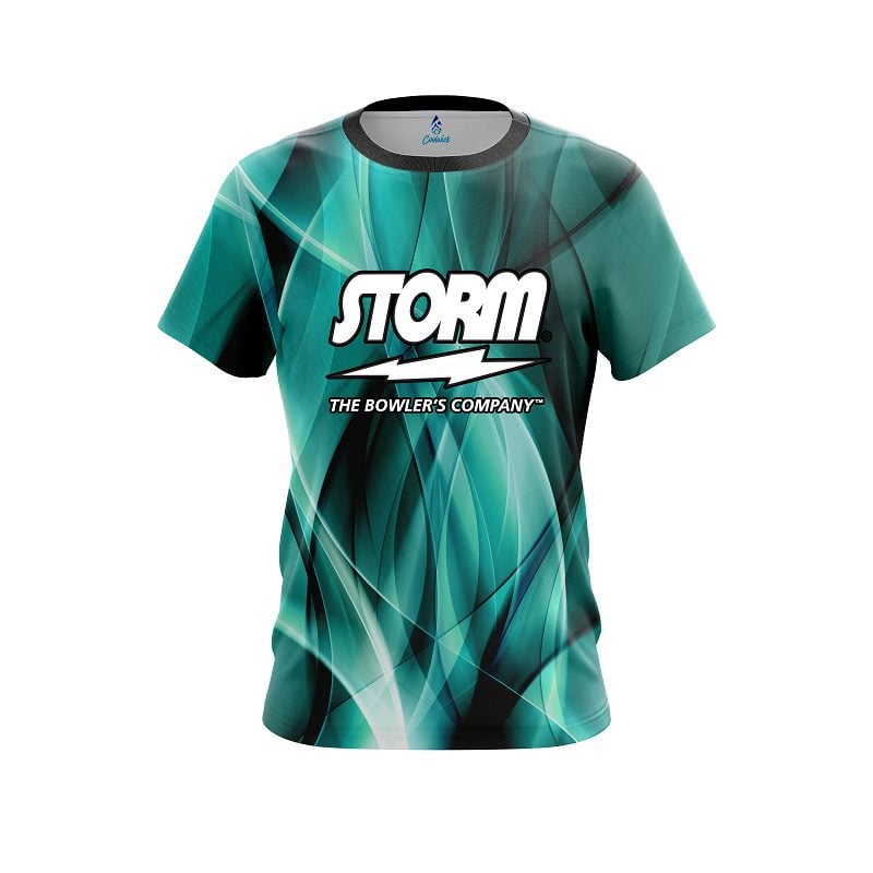 Storm Wavy Aqua Swirl Semi-Custom CoolWick Bowling Jersey