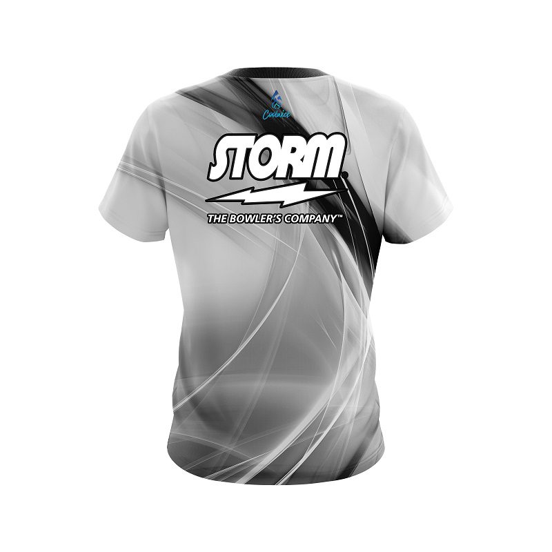 Storm Wavy Black And White Swirl Semi-Custom CoolWick Bowling Jersey - Image 2