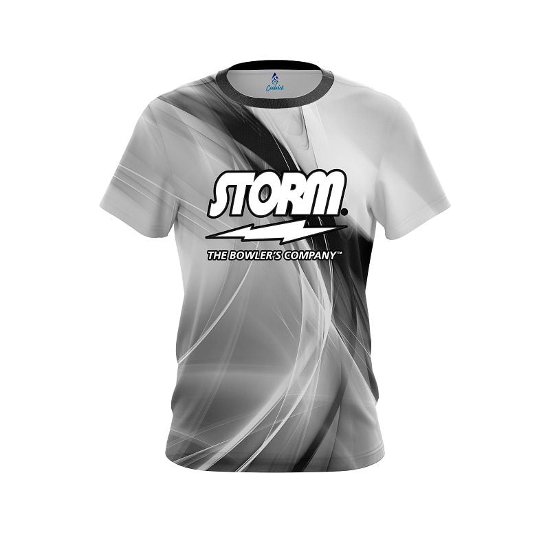 Storm Wavy Black And White Swirl Semi-Custom CoolWick Bowling Jersey