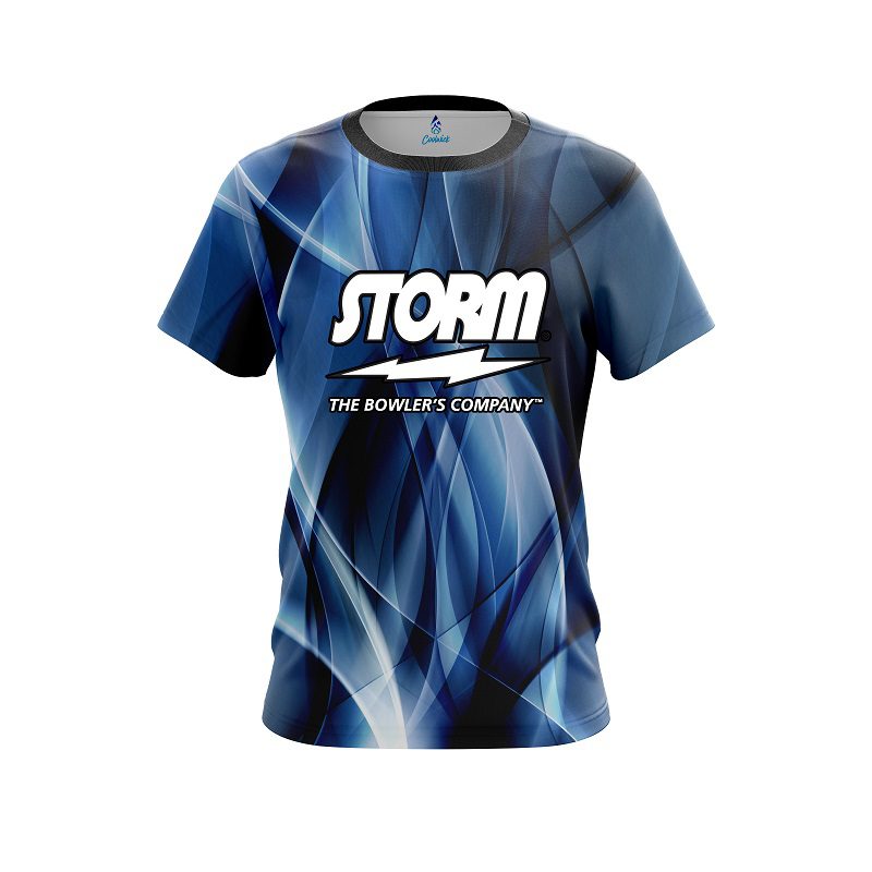Storm Wavy Blue Swirl   Semi-Custom CoolWick Bowling Jersey