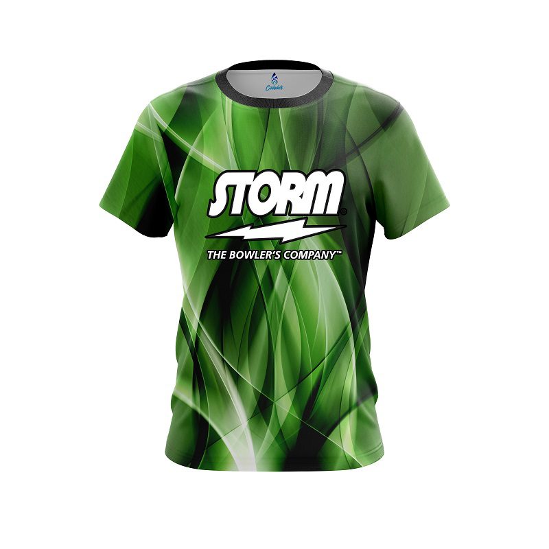 Storm Wavy Green Swirl  CoolWick Bowling Jersey