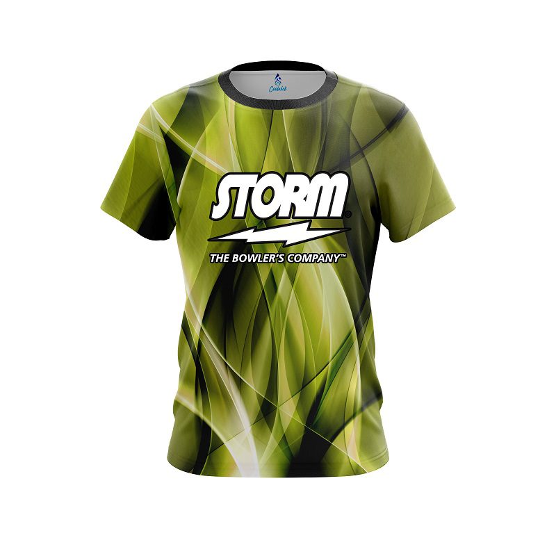 Storm Wavy Yellow Swirl  CoolWick Bowling Jersey