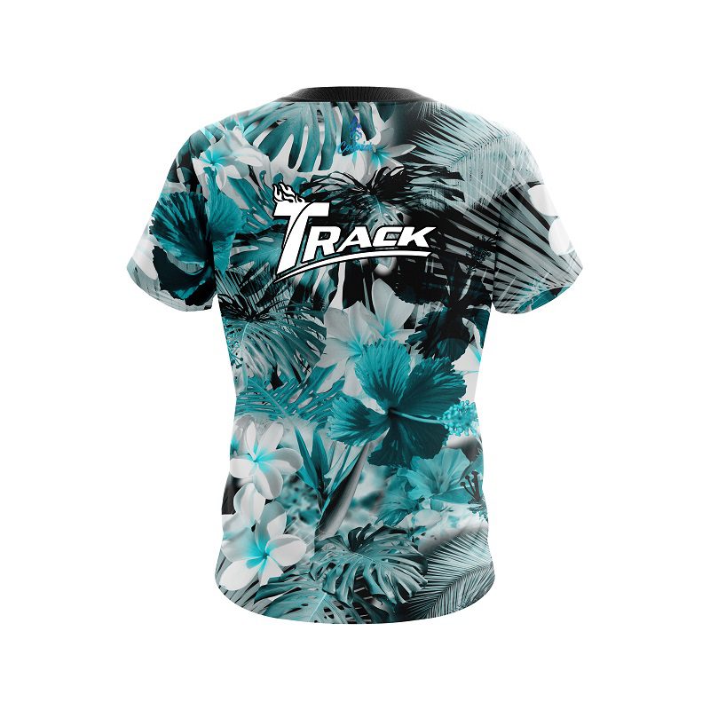 Track Aqua Tropical Leafs Effect CoolWick Bowling Jersey - Image 2