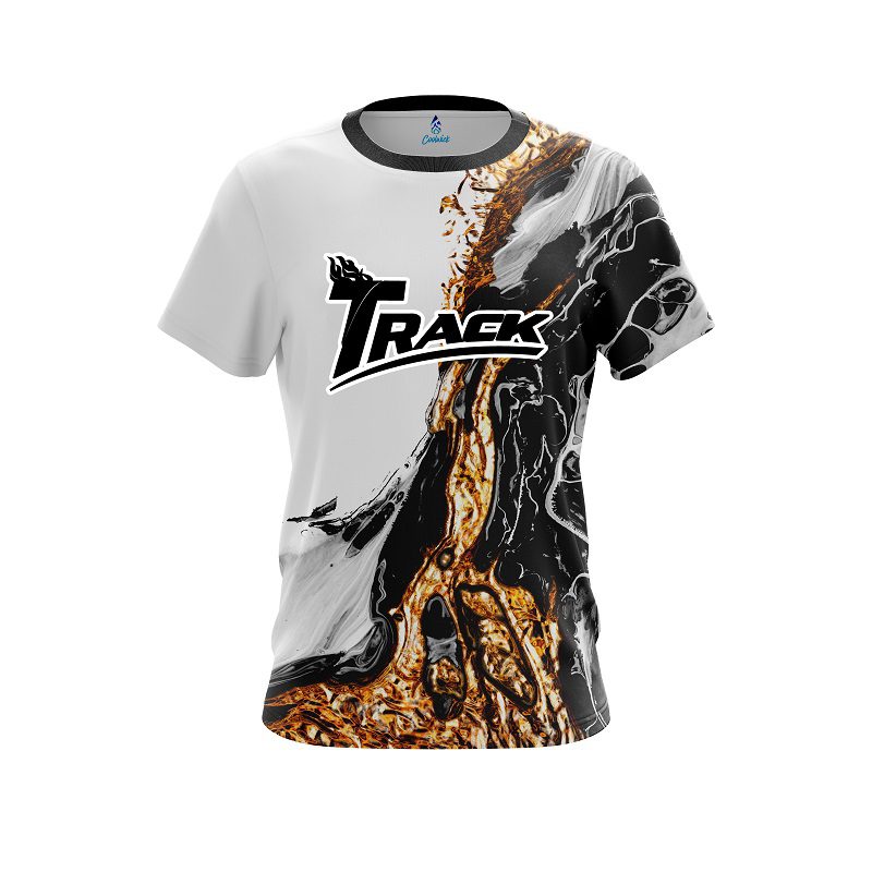 Track Black And Gold Liquid Marble CoolWick Bowling Jersey