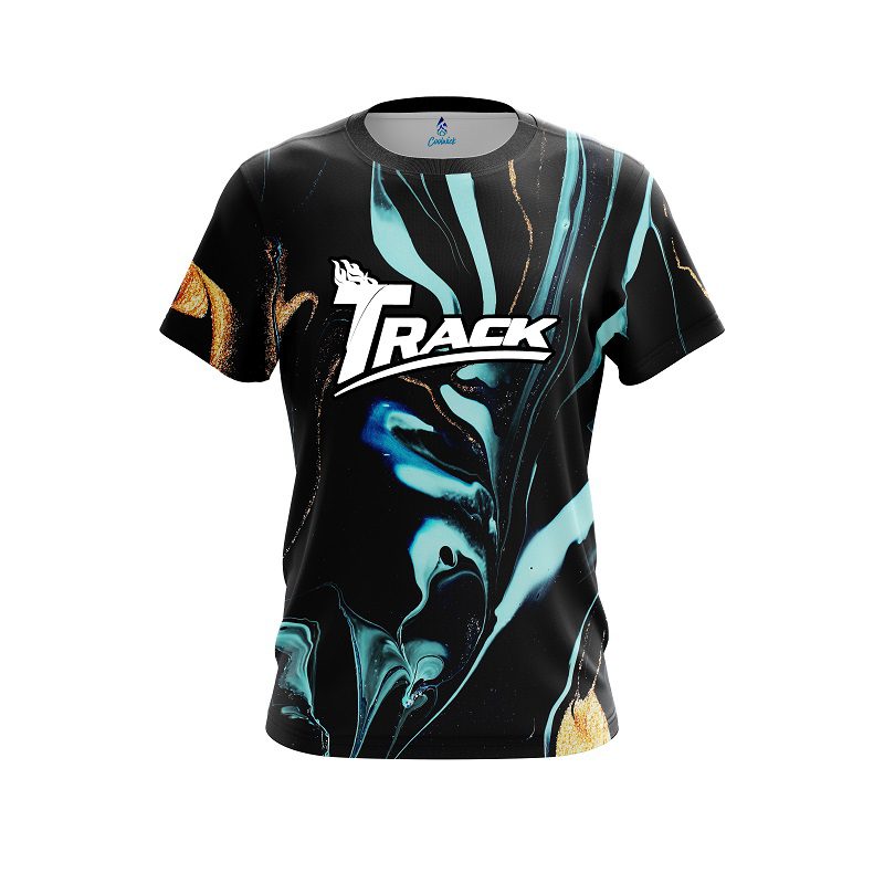 Track Blue And Gold Liquid Marble CoolWick Bowling Jersey