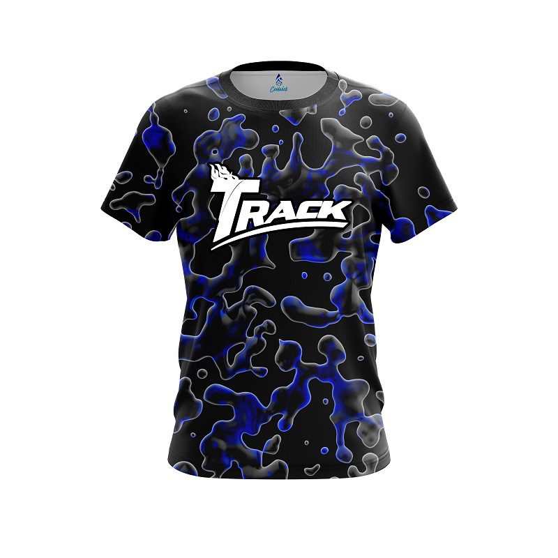 Track Blue Flowing Fluid CoolWick Bowling Jersey