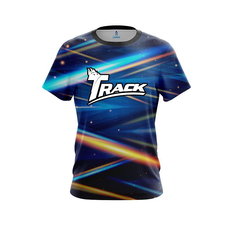 Track Blue Futuristic Rays CoolWick Bowling Jersey