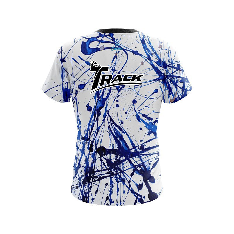 Track Blue Paint Splash CoolWick Bowling Jersey - Image 2