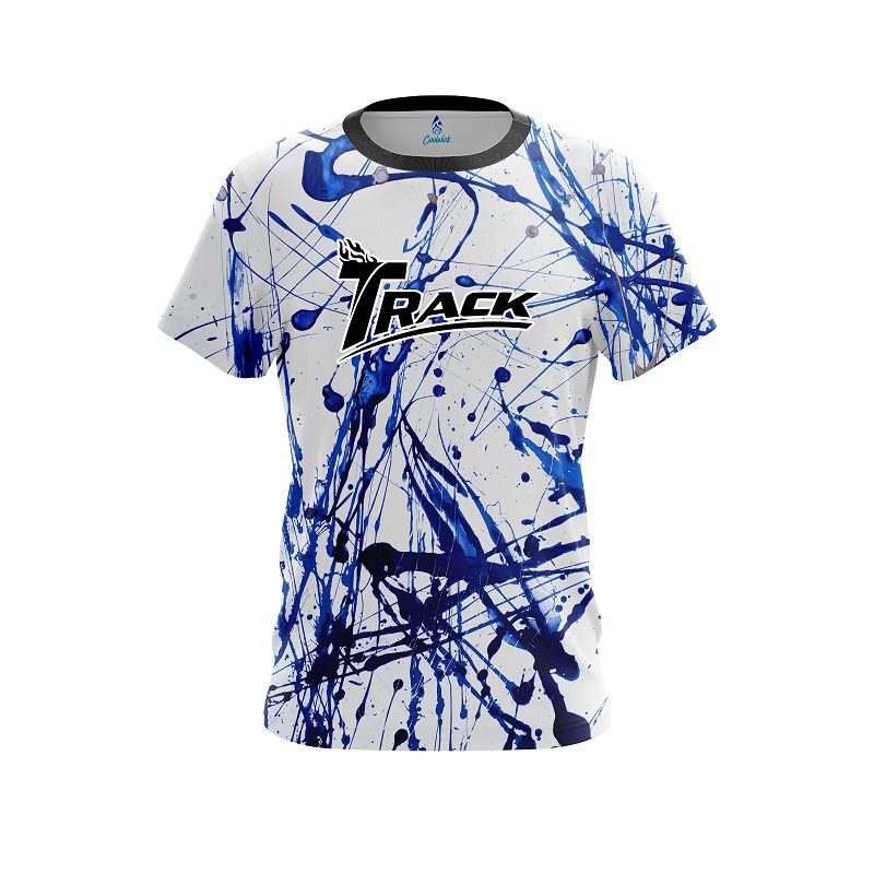 Track Blue Paint Splash CoolWick Bowling Jersey