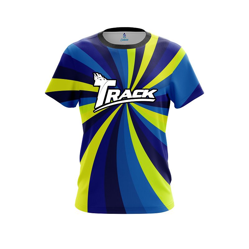 Track Blue And Yellow Color Swirl CoolWick Bowling Jersey