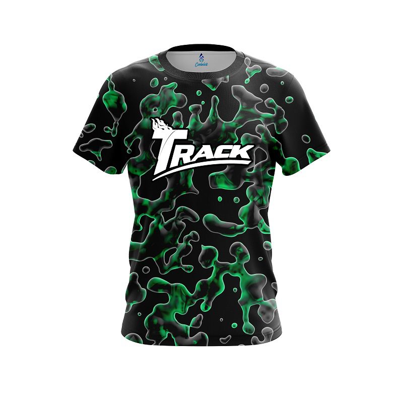 Track Green Flowing Fluid CoolWick Bowling Jersey
