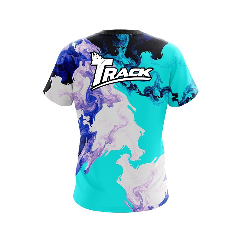 Track Liquid Marble Purple And Blue CoolWick Bowling Jersey - Image 2