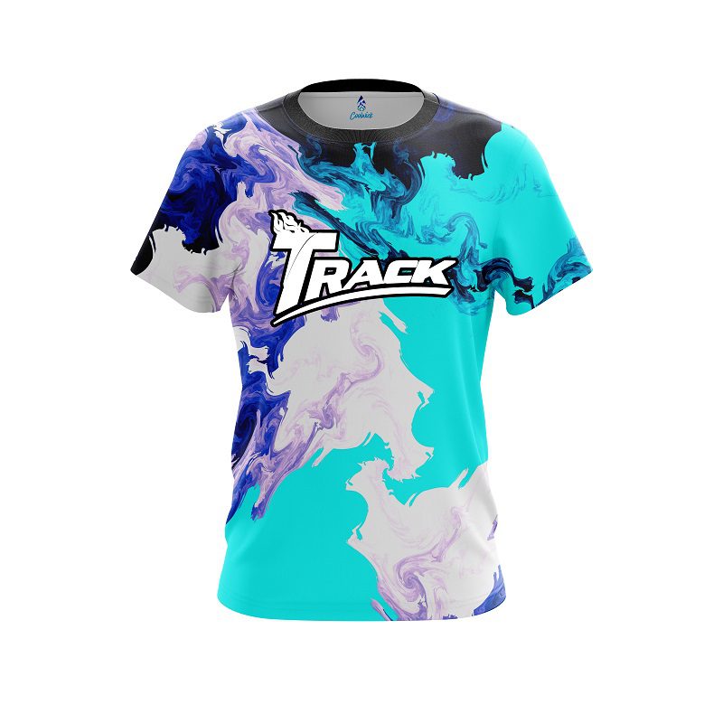 Track Liquid Marble Purple And Blue CoolWick Bowling Jersey