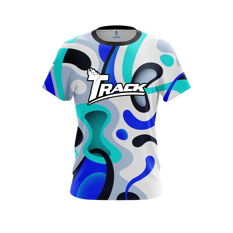 Track Modern Art Blue CoolWick Bowling Jersey