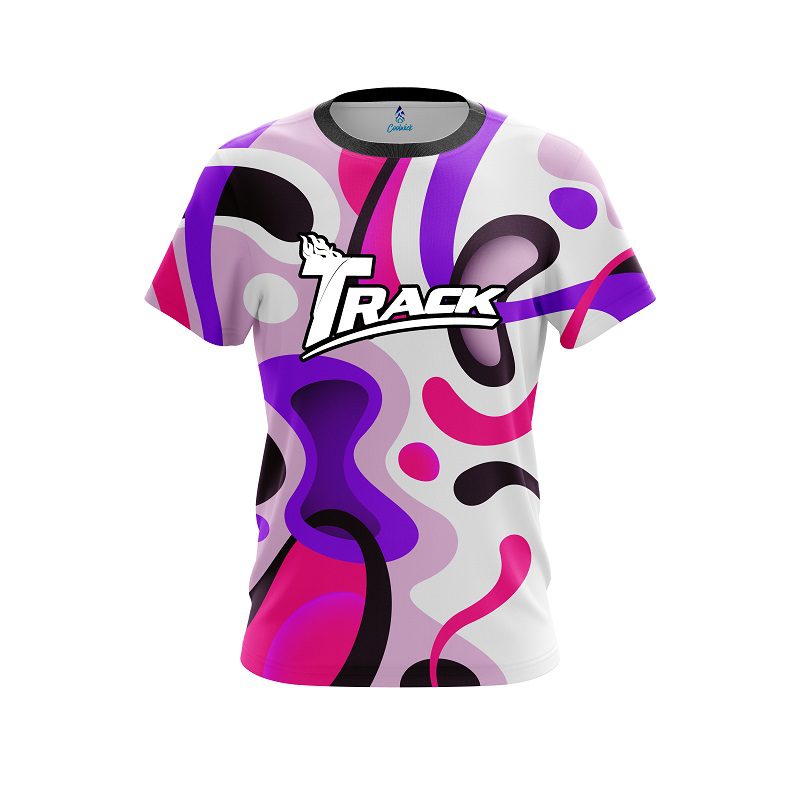 Track Modern Art Purple CoolWick Bowling Jersey