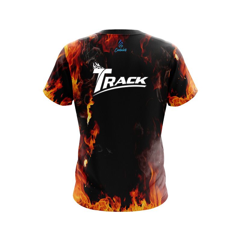 Track Orange Flame CoolWick Bowling Jersey - Image 2