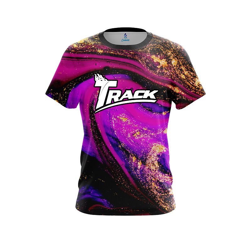 Track Magenta Gold Liquid Marble CoolWick Bowling Jersey