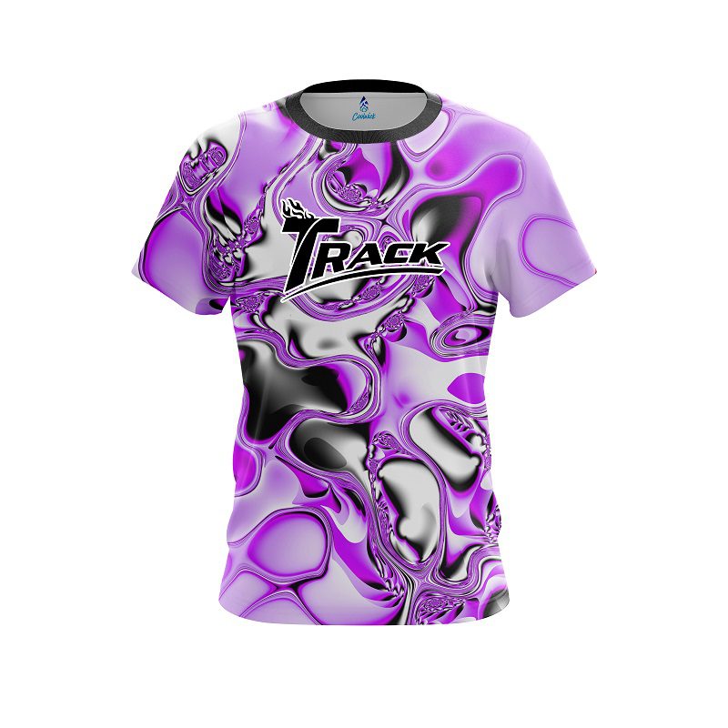 Track Purple And White Liquid Canvas CoolWick Bowling Jersey