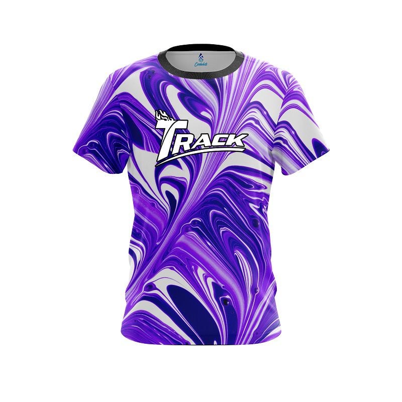 Track Purple And White Liquid Swirls CoolWick Bowling Jersey