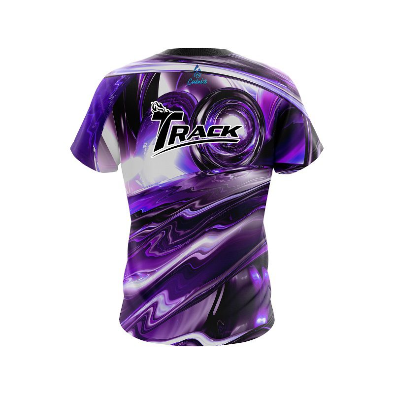 Track Purple Futuristic Plasma Waves CoolWick Bowling Jersey - Image 2