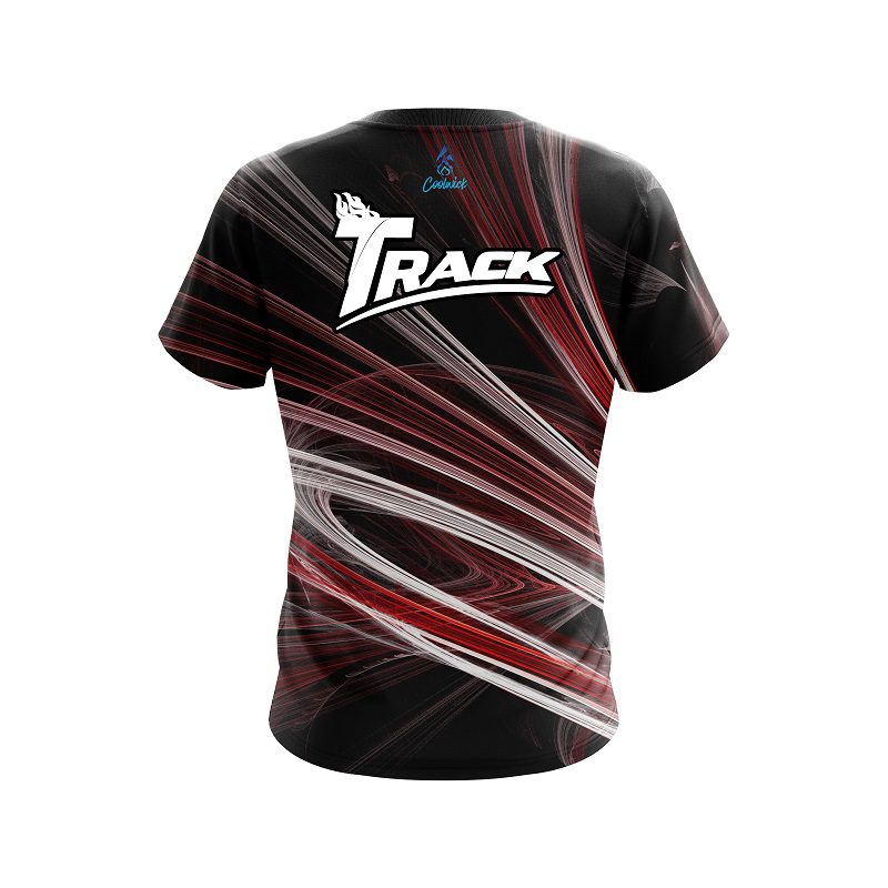 Track Red Motion Swirl CoolWick Bowling Jersey - Image 2