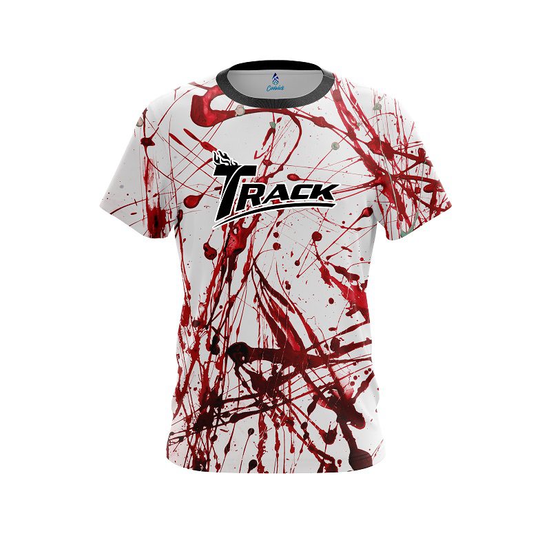 Track Red Paint Splash CoolWick Bowling Jersey