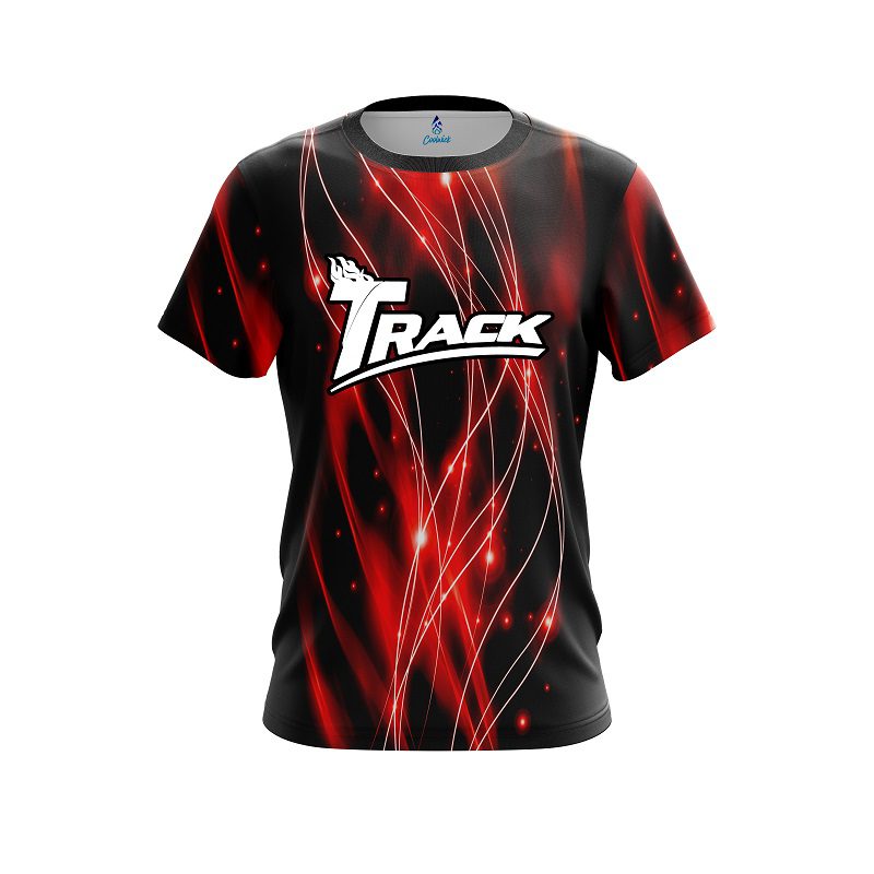 Track Red Spiral Waves CoolWick Bowling Jersey