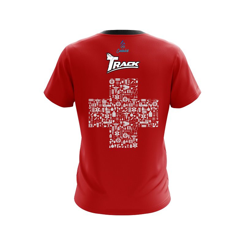 Track Rescue Red Cross CoolWick Bowling Jersey - Image 2