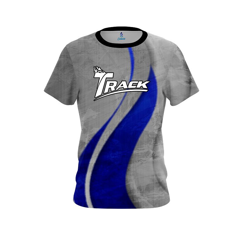 Track Rough Edges Blue CoolWick Bowling Jersey
