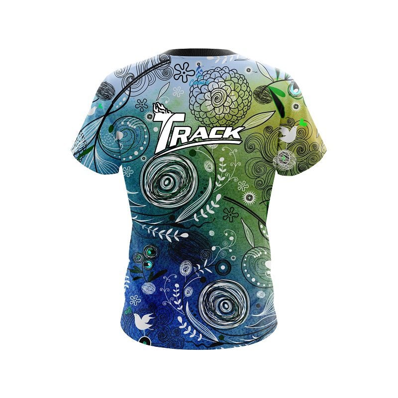 Track Watercolor Floral Art CoolWick Bowling Jersey - Image 2