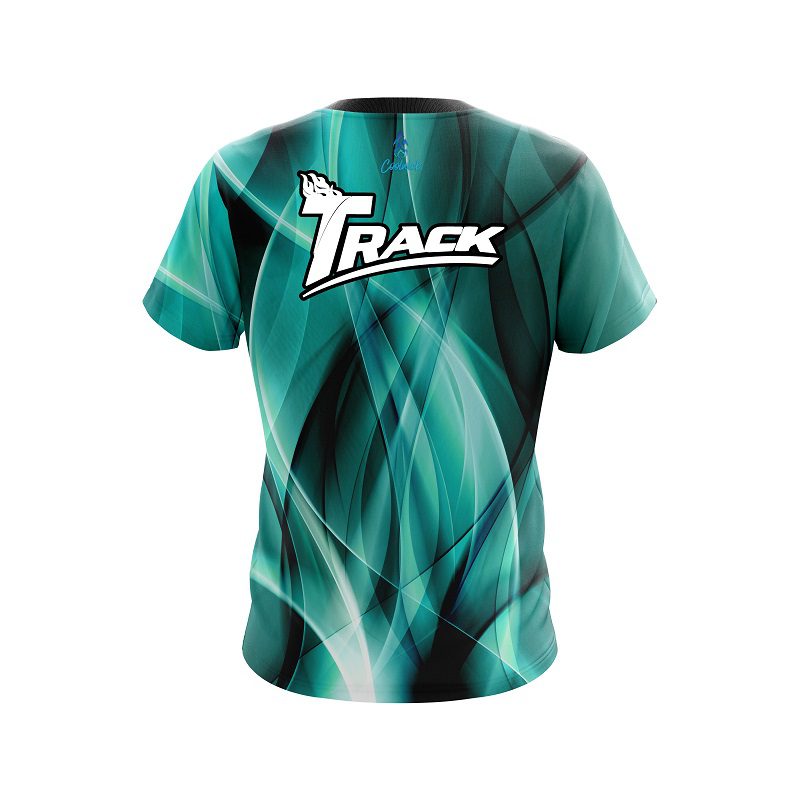 Track Wavy Aqua Swirl CoolWick Bowling Jersey - Image 2