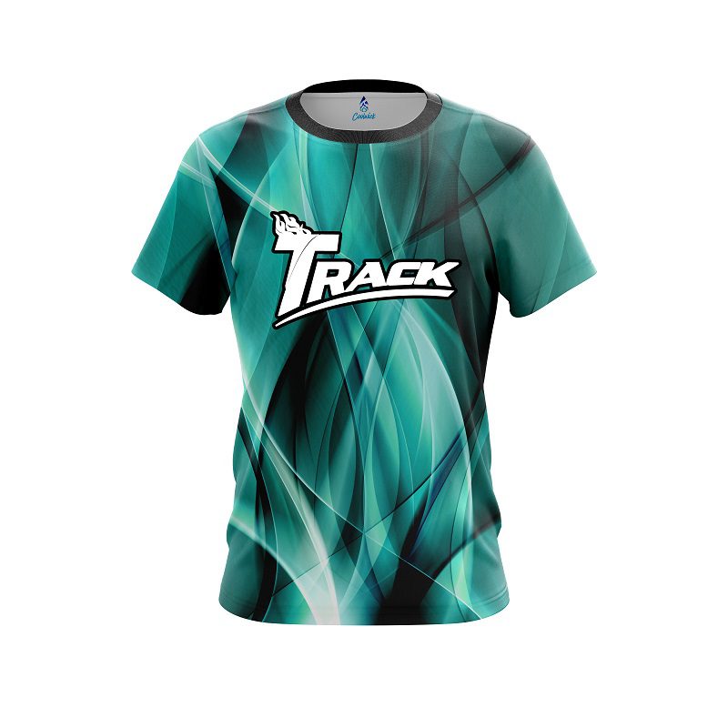 Track Wavy Aqua Swirl CoolWick Bowling Jersey