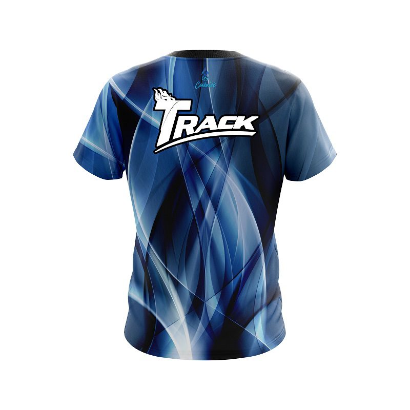 Track Wavy Blue Swirl CoolWick Bowling Jersey - Image 2