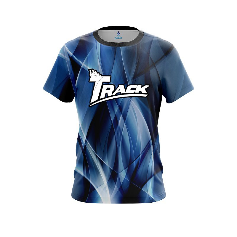Track Wavy Blue Swirl   CoolWick Bowling Jersey