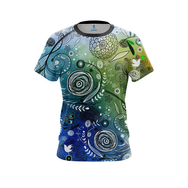 Plain Watercolor Floral Art CoolWick Bowling Jersey