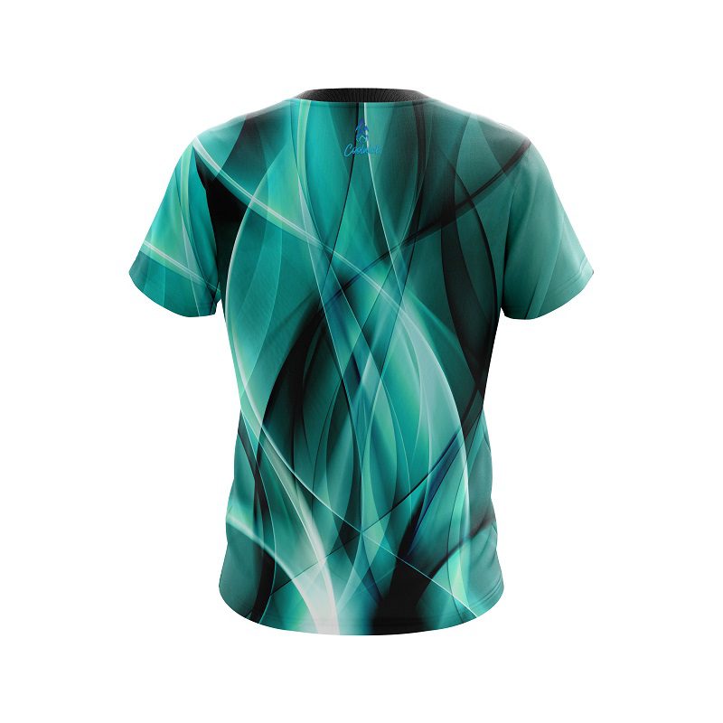 Plain Wavy Aqua Swirl Semi-Custom CoolWick Bowling Jersey - Image 2