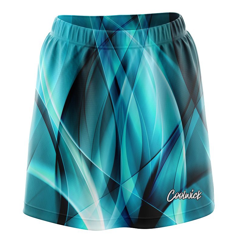 Wavy Aqua Swirl CoolWick Bowling Skort