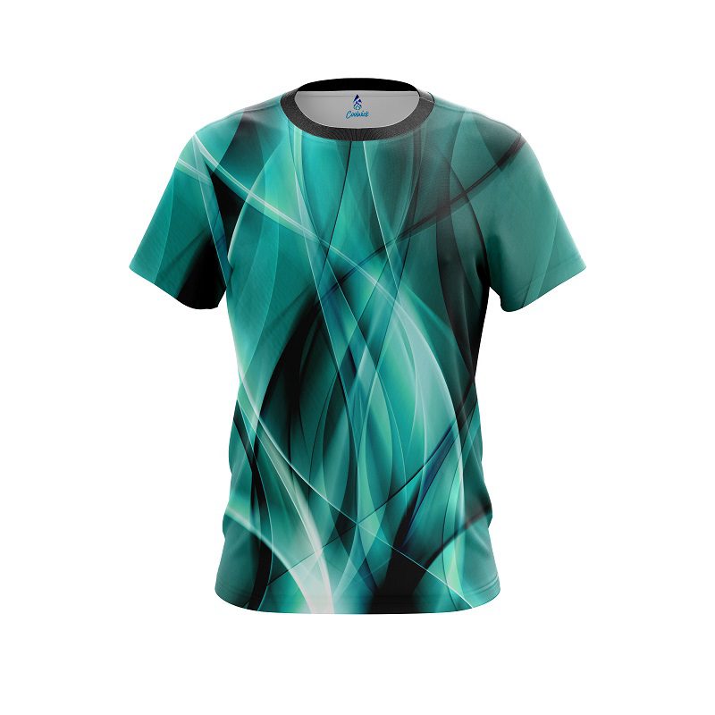 Plain Wavy Aqua Swirl Semi-Custom CoolWick Bowling Jersey
