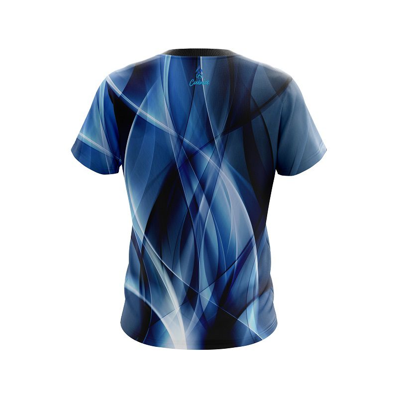 Plain Wavy Blue Swirl Semi-Custom CoolWick Bowling Jersey - Image 2