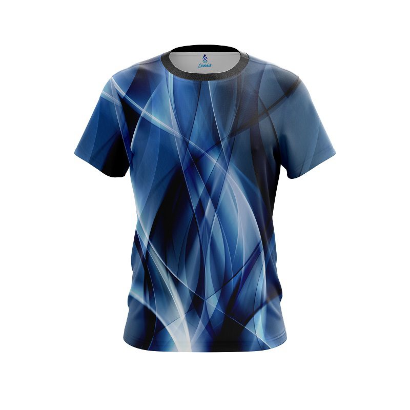 Plain Wavy Blue Swirl   Semi-Custom CoolWick Bowling Jersey