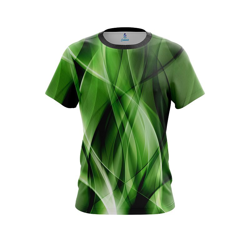 Plain Wavy Green Swirl   CoolWick Bowling Jersey
