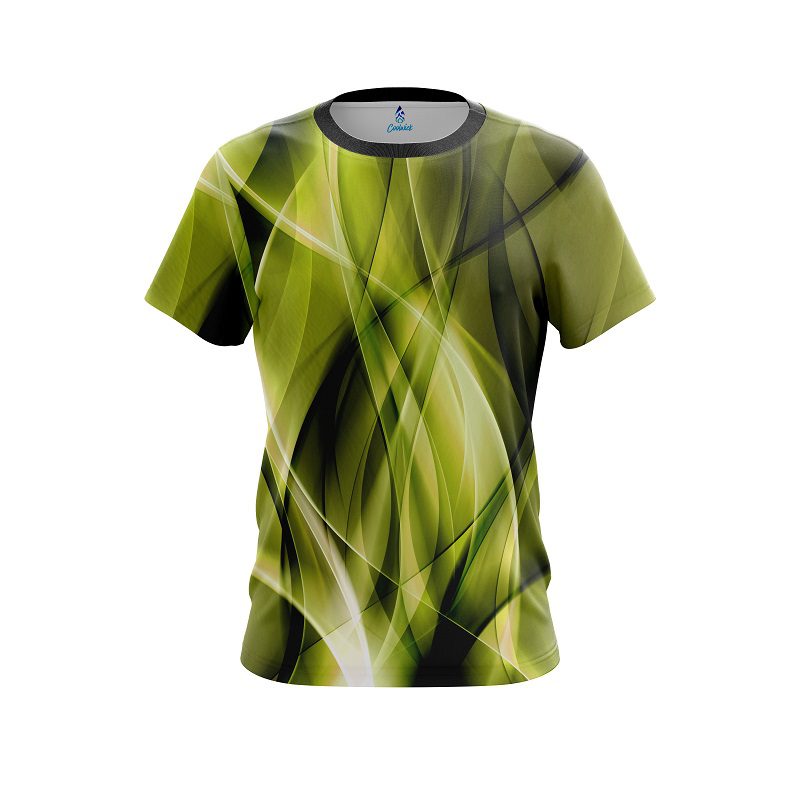 Plain Wavy Yellow Swirl CoolWick Bowling Jersey