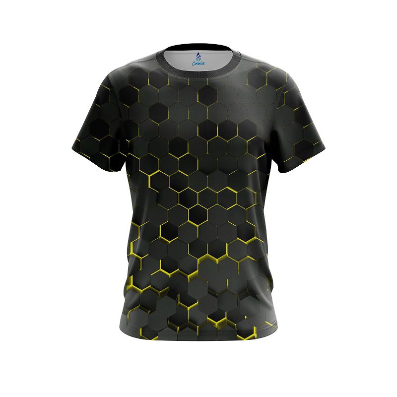 Plain Yellow Honeycomb Fusion CoolWick Bowling Jersey