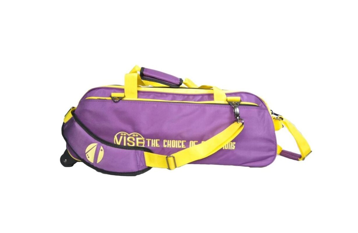 Vise 3 Ball Triple Tote Purple Yellow Bowling Bag