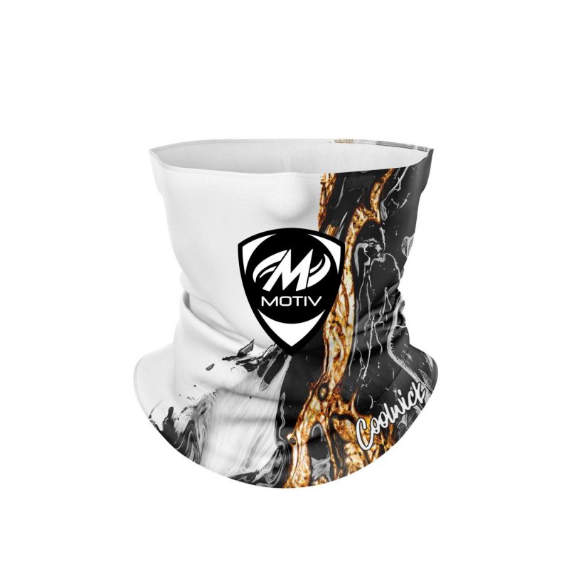 Motiv Crest Black And Gold Liquid Marble CoolWick Neck Gaiter All-In-1