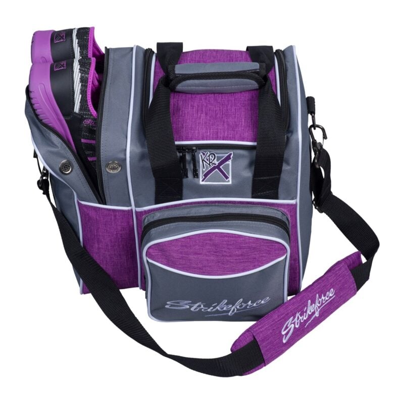 KR Flexx 1 Ball Single Tote Grey Purple Bowling Bag - Image 2